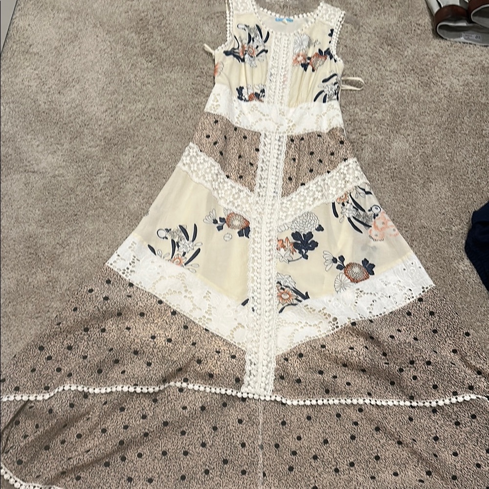 L'ATISTE Cream Tiered Sleeveless Sundress for Resort Wear